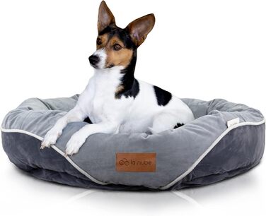 Ліжко для собак маленьких порід La Nube, 61x61 см, диван-ліжко, килимок, корзина, сіре, прання допустиме