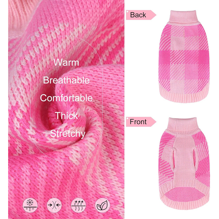 Пуловер для собак та котів, теплий, м'який, рожевий. Розміри XXS (спина 8', груди 12', шия 8')