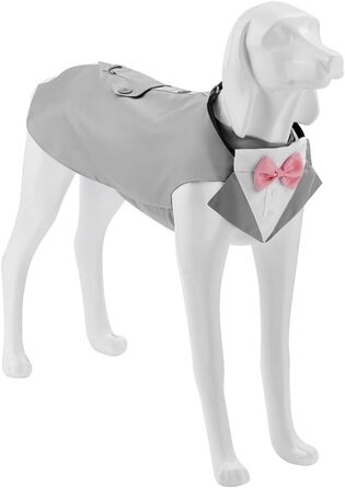 Костюм для собак з банданою, нашийник, одяг для собак на весілля, костюм з рожевою краваткою та регульованою пряжкою, для великих собак (Сірий, L)