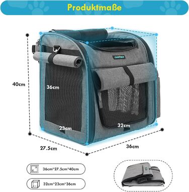 Корзина для собак на велосипед до 10 кг з L-подібним кріпленням Φ8см, складана корзина для велосипеда 4 в 1: рюкзак, сумка через плече, автокрісло, з м'якою подушкою, сітчастими вікнами та світловідбиваючими смугами