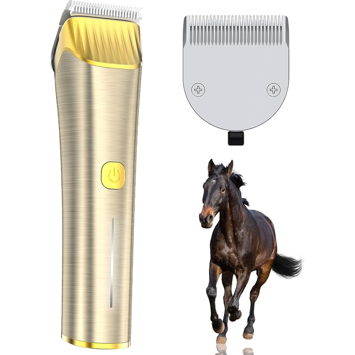 Машинка для стрижки коней Oneisall бездротова з металевими лезами та набором запасних, тиха, для густого та сплутаного волосся, 7000 обертів, потужний двигун