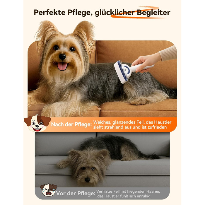 Щітка для вичісування підшерстка собак та котів FEELNEEDY, 4 в 1, для довгошерстих порід, 23+35 зубців, двосторонній спрей, 2 щітки з кожної сторони