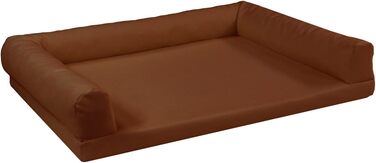 Ортопедичне собаче ліжко Juelle з штучної шкіри, диван з матрацом для великих собак, знімний чохол, придатне для прання в пральній машині, Lord L-XXL (100x75cm, Schmutzbeige) (M - 100x75x20 cm, caramel)