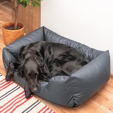 4L Textil Hundebett Mario: Квіткове ліжко для собак з штучної шкіри, 100x70 см, Графіт