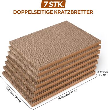 LIFLIX Дряпальня для котів з будиночком, 7 шт. з гофрокартону, міцна, 42×32×15 см