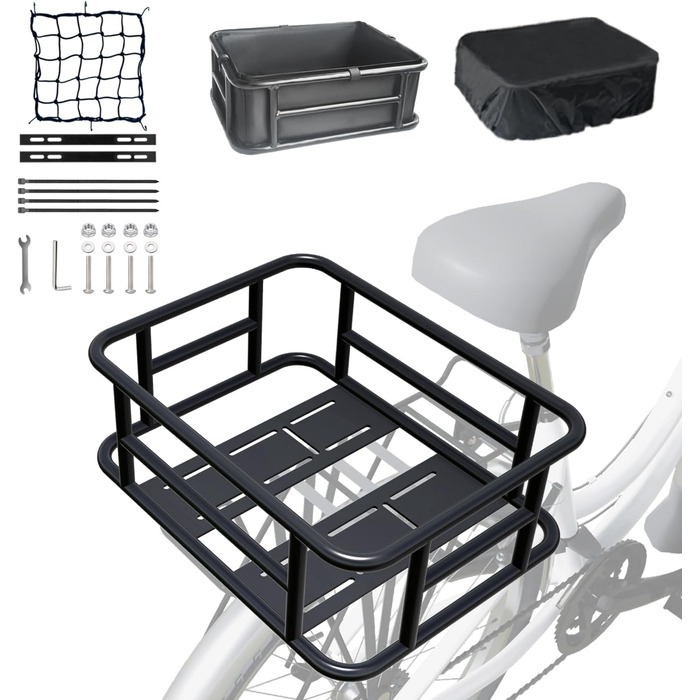 Металевий задній кошик для велосипеда: міцний, великий, для велосипедних турів, покупок, з дощем та сіткою
