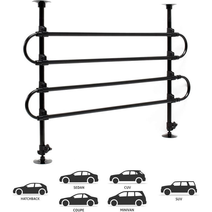 Автомобільна перегородка для собак Wiltec, регульована висота 72-136 см, ширина 118-128,5 см, універсальна для багажника