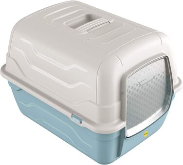 Туалет для котів Cat Centre з кришкою, лотком, дверцятами, совком та вугільним фільтром. Рожевий, 52x40x40 см / 55x40x40 см