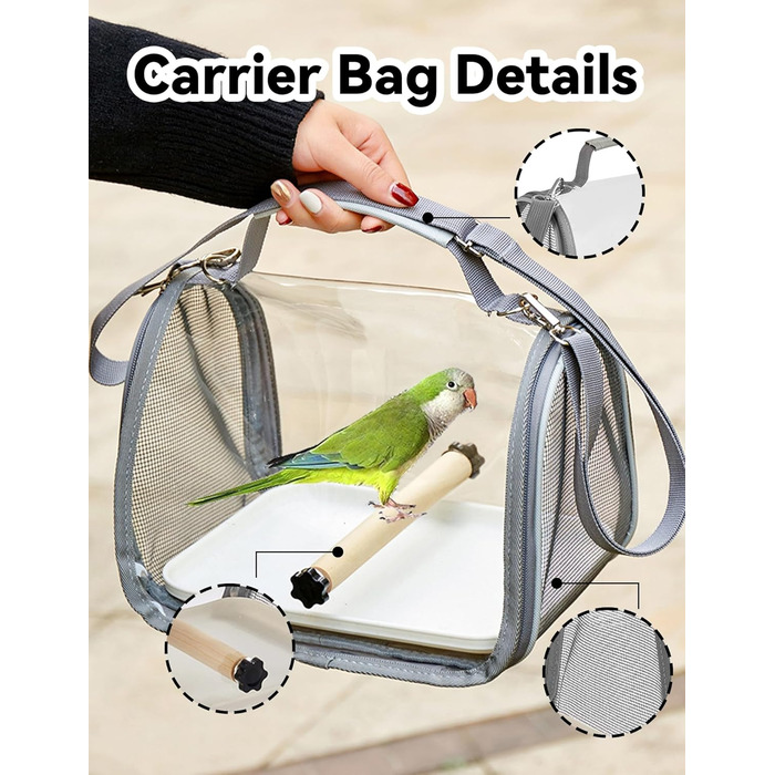 Транспортний ящик для птахів Gxdamxz з піддоном та дерев'яною перегородкою, клітка для хвилястих папужок/інших птахів/дрібних тварин, 27x20x20 см