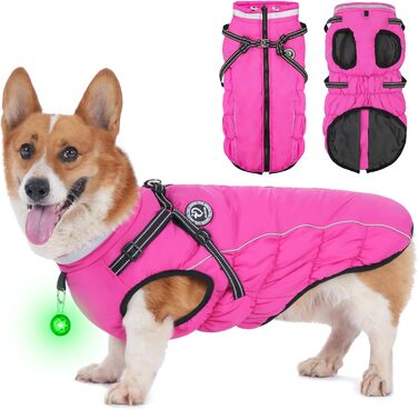 Водонепроникний зимовий одяг для собак HezzLuv, тепла куртка для собак з отвором для повідка, рожевий, 4XL