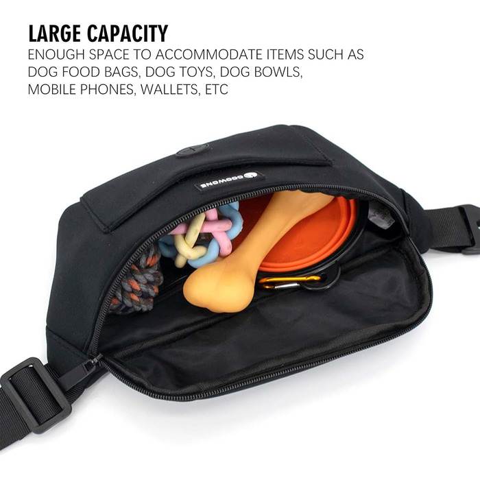 Сумка для собак, кишенька для ласощів з тримачем для відходів, регульований поясний ремінь, сумка на животі для жінок, чоловіків, проста у використанні для дресирування цуценят, подарунок для любителів собак, чорна