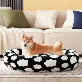 Кругле ортопедичне ліжко для собак JOEJOY Donut, чорний колір, розмір L (36x36x10 см)