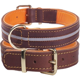 Нашийник для собак з натуральної шкіри, великих та екстра-великих порід (колір коричневий, розмір M)