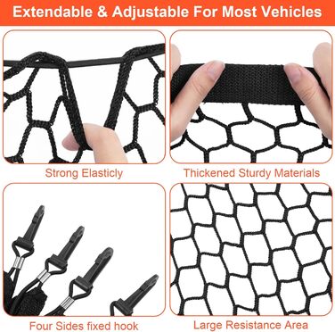 Сітка-перегородка для багажника автомобіля: безпечна сітка для собак, універсальний захист для домашніх тварин, 130 x 90 см
