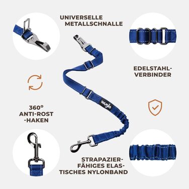 Автогурт для собак Wuglo 30-95см: безпечний пасок для собак у автомобілі, універсальний, темно-синій