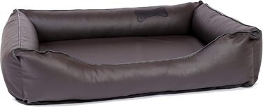 CopcoPet Пако: ортопедичне ліжко для собак з штучної шкіри, коричневе, 90 x 70 см. З віско-матрацом, знімний та пральний чохол, стабільне та щадяще для суглобів. Підходить для середніх собак.