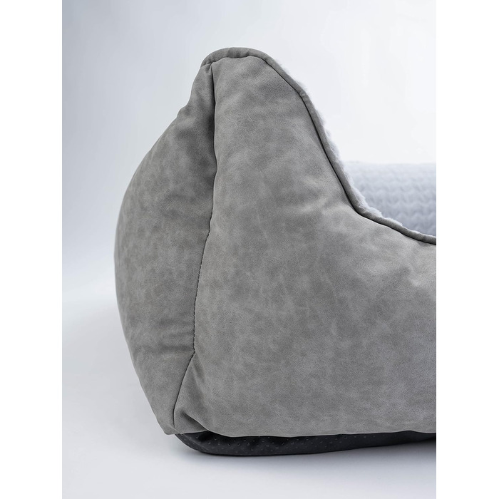 TrendPet VitaBed Style - ортопедичне ліжко для собак, штучна шкіра, плюшеве (100x90 см, сірий)