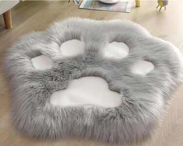 Килимок з лапками собаки, штучне хутро, імітація вовни, 90x90 см, для вітальні, спальні, декору софи, сірий