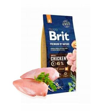 Сухий корм для дорослих собак середніх порід Brit Premium by Nature з куркою, 15 кг