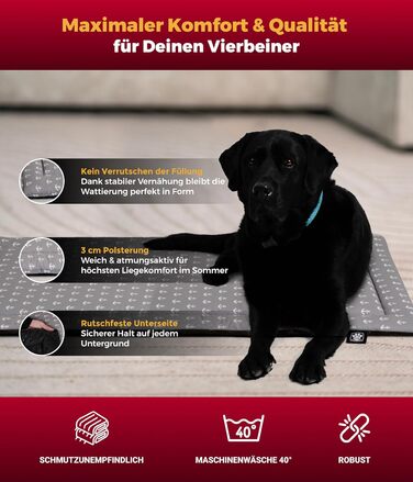 Літня подушка для собак HS-Hundebett® з бавовни з наповнювачем та антиковзким покриттям XS – М'яка подушка для собак на літо – Пральна та довговічна – Легка літня подушка для собак – Виготовлено в Німеччині (Акор, 95x135 см)