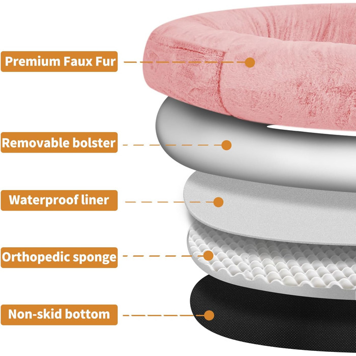 Ліжко для собак та людей NESTROAD, 180x114x35 см, рожеве. Зручне ліжко-мішок з штучним хутром, ковдрою та подушкою.