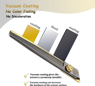 Професійна вигнута ножиці для грумінгу собак, 19.1 см, 440C сталь, чорний та золотий, з декоративним гвинтом