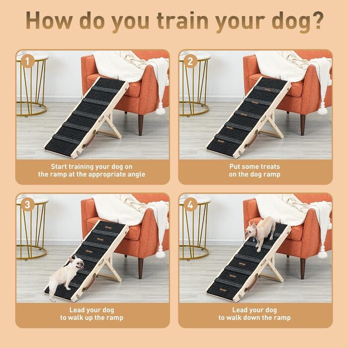 Сходинки для собак TOOSOAR: дерев'яна рампа для маленьких собак, для підйому на диван, ліжко, в автомобіль