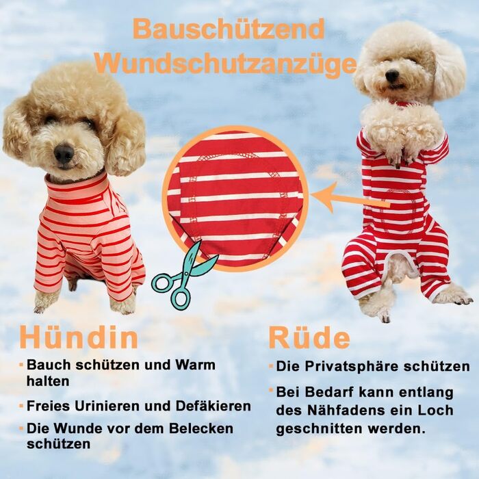 Тільце для собак після операції Kukaster: захист ран, для собак після кастрації, з отворами для лап, для собак з алергією, випаданням шерсті, після грумінгу, рожево-білий колір, розмір S