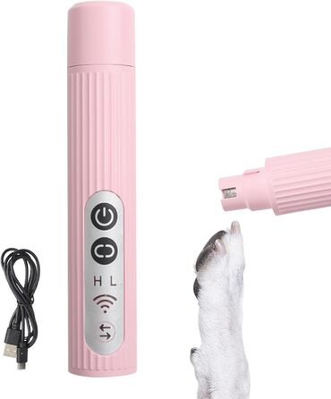 Шліфувальник для собачих кігтів | 3-ступеневий акумуляторний портативний LED | Шліфувальник кігтів для собак - для дорослих, сім'ї, друзів (рожевий)