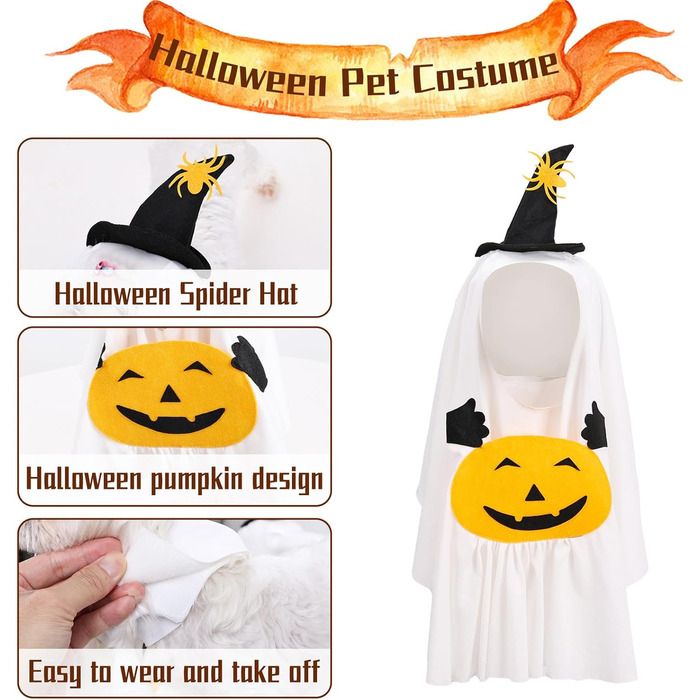 Костюм на Хелловін для домашніх тварин BT Bear, павук, для собак, розмір L, білий