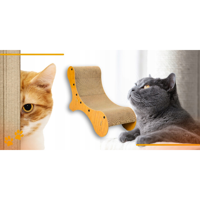 Низька картонна дряпалка для великих котів, коричнева, до 60 см