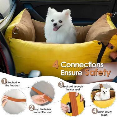 Автомобільний лежак для собак, до 15 кг, з висувним лежанком, знімний, з кишенями, з ременями безпеки (зелений)