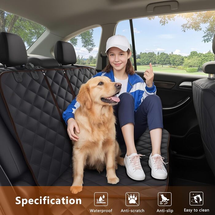 Накладка на сидіння автомобіля для собак Alfheim, водонепроникна, антиковзаюча, сумісна з Isofix, стійка до подряпин, універсальна, коричнева