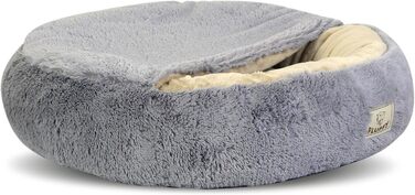 Кругле ліжко для собак та котів Zotteliges з балдахіном, сірого кольору, діаметр 70 см