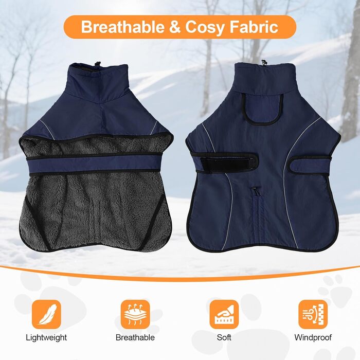 Водонепроникний зимовий одяг для собак Dotoner, теплий, з підкладкою з флісу, для великих собак XL, морський колір