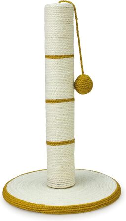 Кігтеточка для котів ARQUIVET з м'ячиком - біла та золота, 30x30x46 см, іграшка для котів