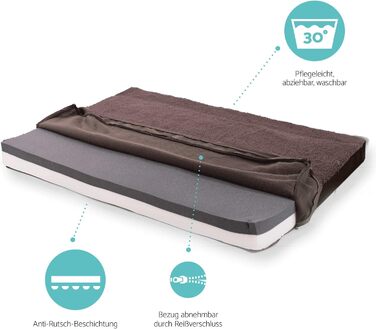 Баллу: Ортопедичне ліжко для собак, XXL (120x100 см), коричневе, з пам'яті ефекту, миється, не слизьке, з м'яким килимком