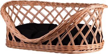 Корзина для собак та котів, лежанка овальної форми, з подушкою, коричнева