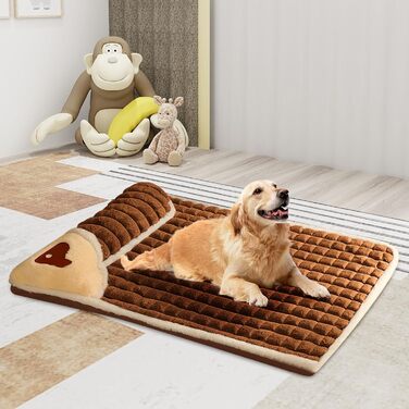 Ортопедичний лежак для собак, малого та середнього розміру - миючий, з неслизьким покриттям та високим бортиком - знімний чохол, килимок для собак, товстий та теплий лежак для домашніх тварин (Кофе)