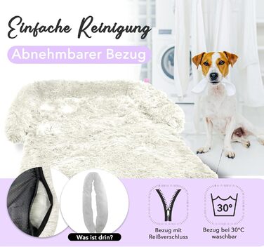Захисний лежак для собак на диван, плюшевий коврик для собак малого та середнього розміру, водонепроникний, знімний чохол, ковдра-чохол для собачого дивана, колір: (кремовий, M - 102x85x12 см)