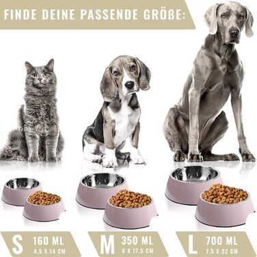 Набір мисок для корму ne&no® для собак та котів (S, 170 мл, 2 шт.) - нековзні миски для тварин, Malve