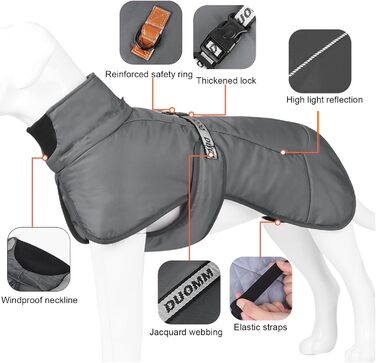 Водонепроникна тепла куртка-жилет для собак великих та середніх порід, 4XL, сірий колір