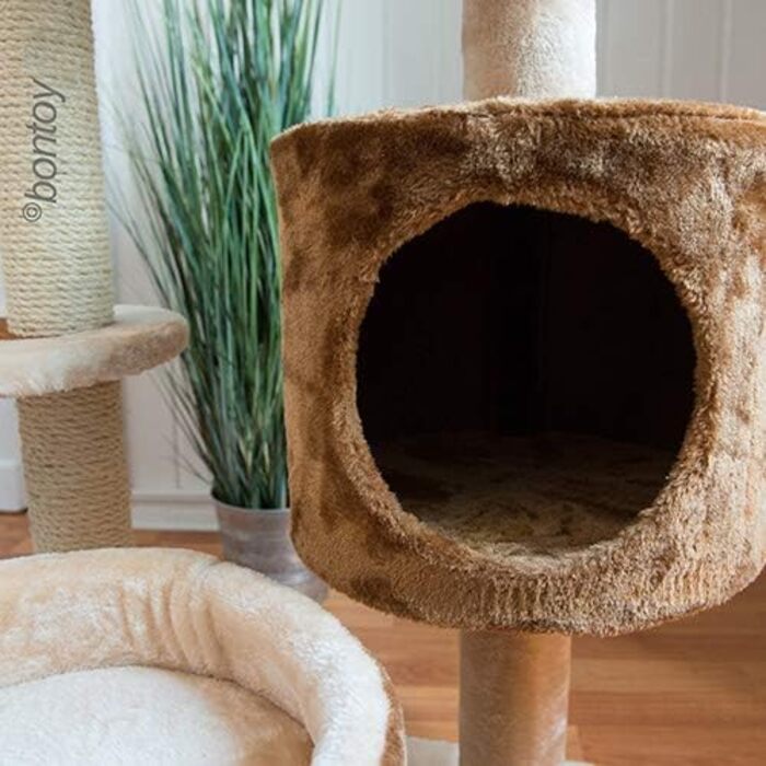Дряпак для котів Bontoy Romy, 49.5 x 49.5 x 80 см, з лежанками та місцями для лазіння, для великих котів