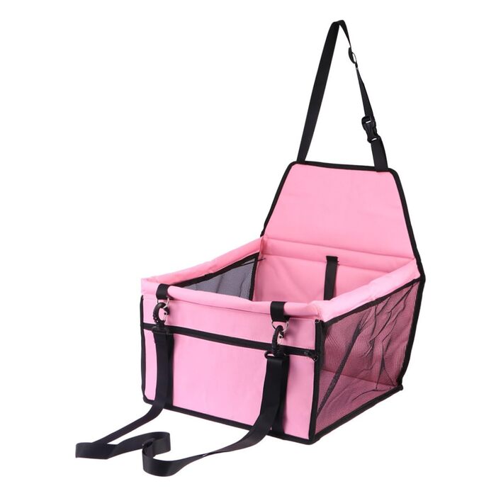 Автомобільна переноска для собак та котів BESPORTBLE - рожева, з регульованим ременем безпеки