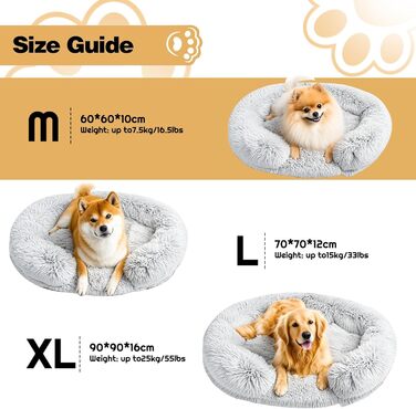 Ортопедичне ліжко для собак середнього розміру, знімний та миючий чохол, м'яке ліжко-подушка для собак та котів, C-подібної форми, комфортне (сірий, M-60см)
