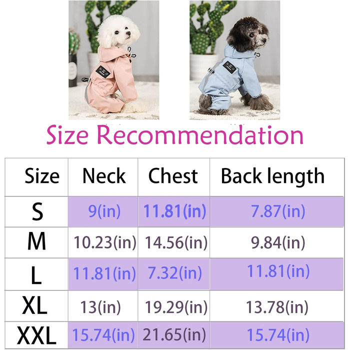 Водонепроникний дощовик для собак з капюшоном, для цуценят та собак середніх розмірів, з відбиваючими смугами, легкий дощовик XL блакитного кольору