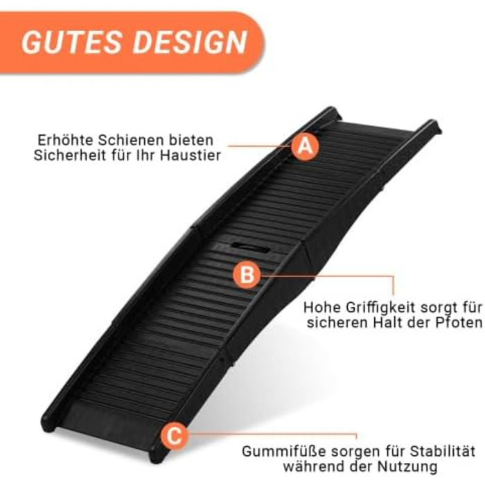 Сходинка для собак LEADZM, складана, до 50 кг, для багажника авто, 150x40 см, чорна