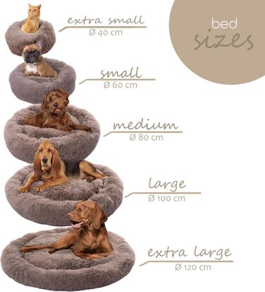 М'яке ліжко для собак та котів Paco Home: кругла подушка-донать, бежевий колір, розмір Ø100 см, 100x100x20 см, зручне та миється