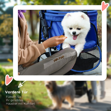 PawHut Dog Stroller Dog Buggy з функцією складання Коляска для маленьких собак і кішок Коляска для домашніх тварин Cat Buggy Oxford Blue 67 x 45 x 96 см | Аосом