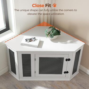 Клітка для собак Eck, переносна будка для домашніх тварин, для дому, 113 x 60 x 60 см, клітка для собак маленьких та середніх порід, багатофункціональна, вінтажний стиль, знебарвлений білий колір ADCWT0801